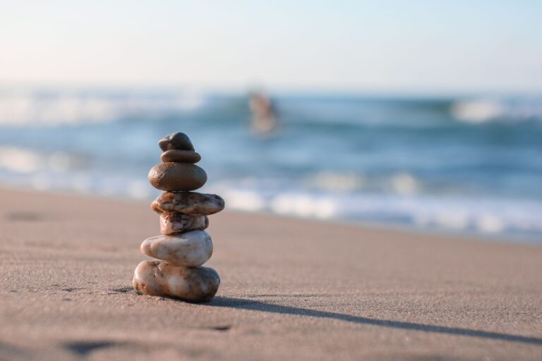 Stones stacked on the beach